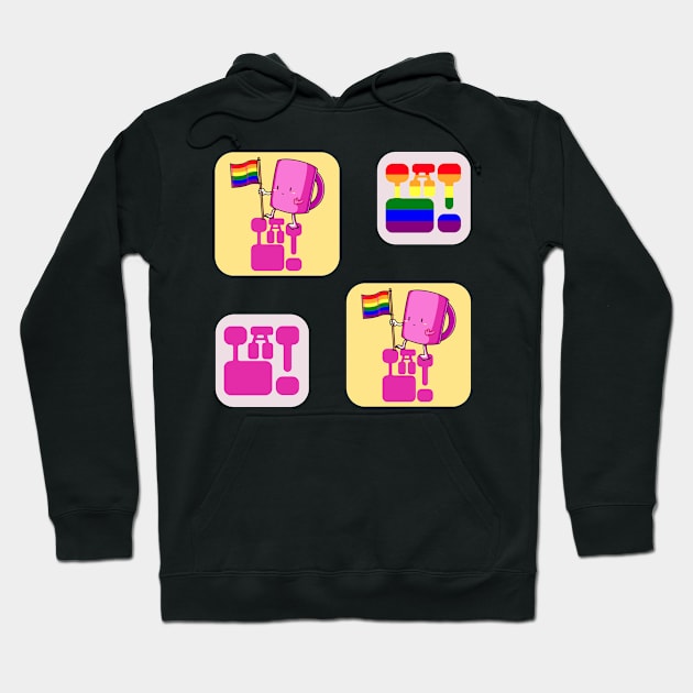 The Pink Palace - Coffee Lovers - La! Gay Pride Flag Mug Hoodie by PosterpartyCo